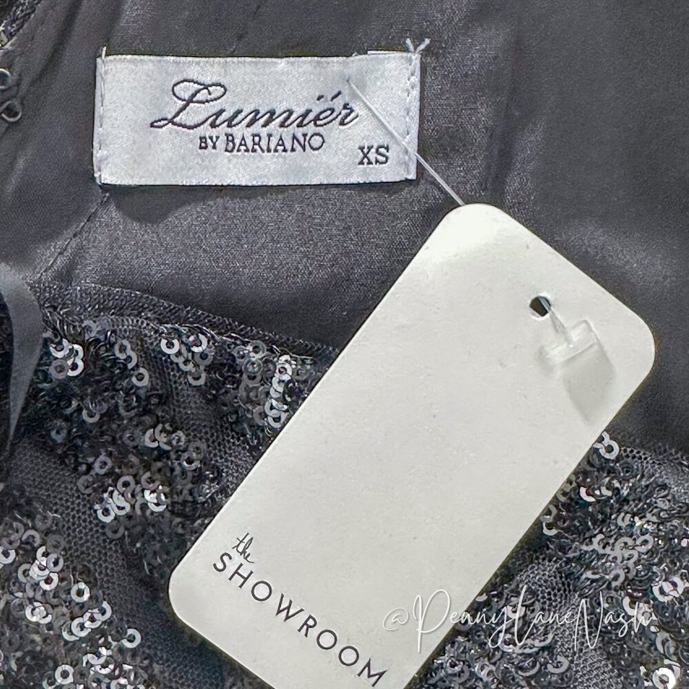 NWT Lumier by Bariano Duckie Sequin One Shoulder Dress Black - Picture 6 of 15